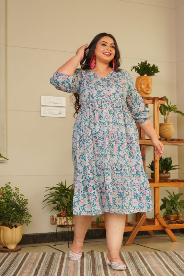 Candy Crush Tiered V Neck Cotton Dress