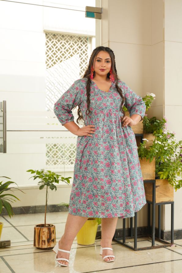 Turq Slit Dress-Plus Size