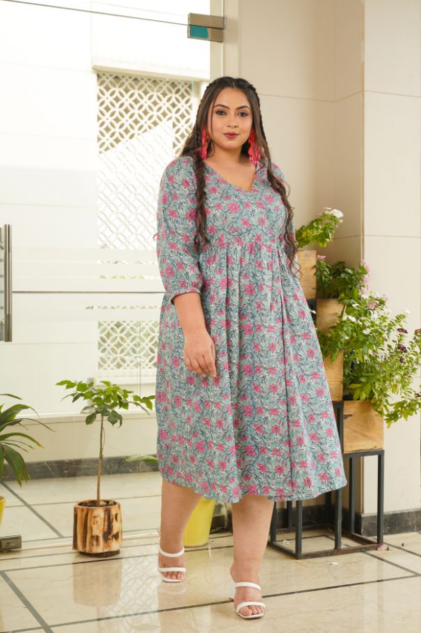 Turq Slit Dress-Plus Size