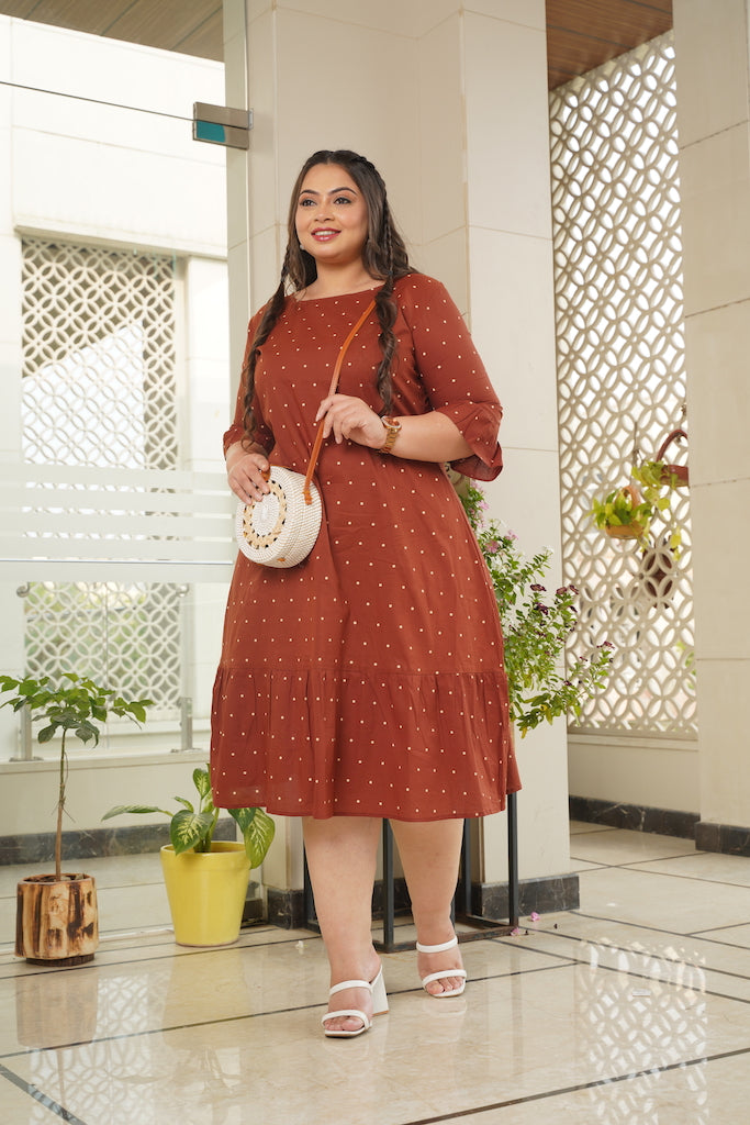 Maroon Polka Tiered Maxi Dress