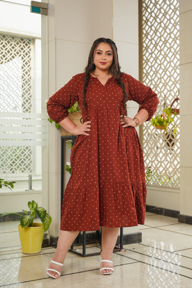 Maroon Polka Dot Midi dress