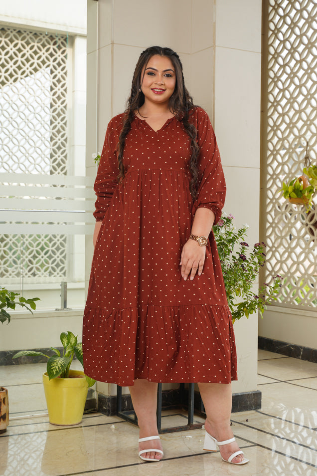 Maroon Polka Dot Midi dress