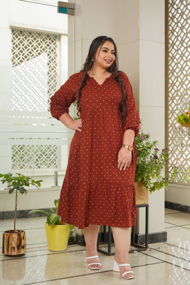 Maroon Polka Dot Midi dress