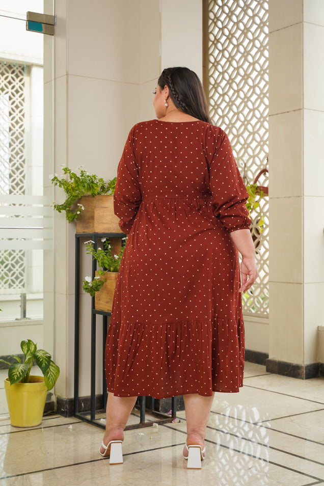 Maroon Polka Dot Midi dress