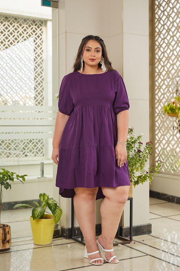 Purple Tiered Short Dress