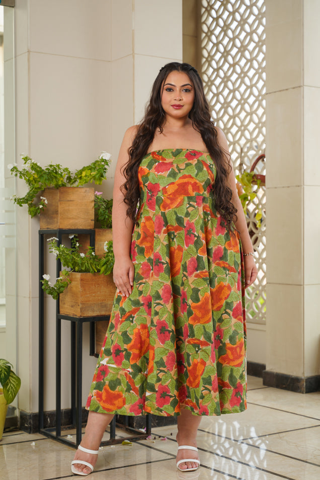 Tropical Tube Dress-Plus Size