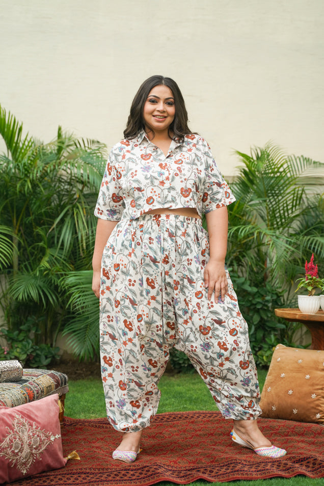 Cotton Floral Printed Collared Co-ord Set