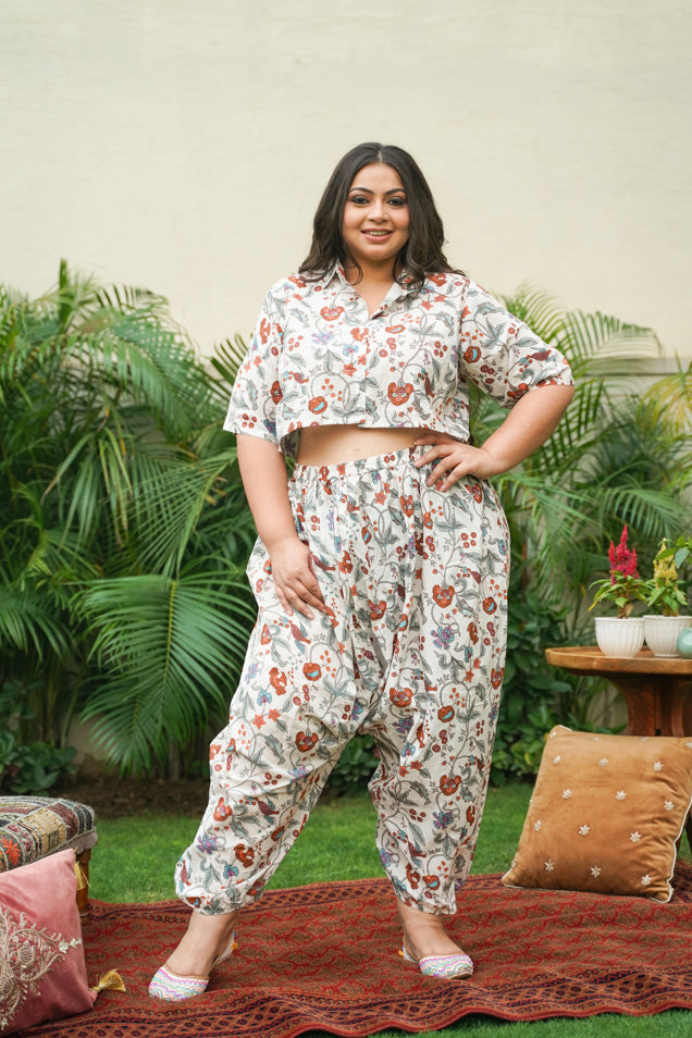 Cotton Floral Printed Collared Co-ord Set