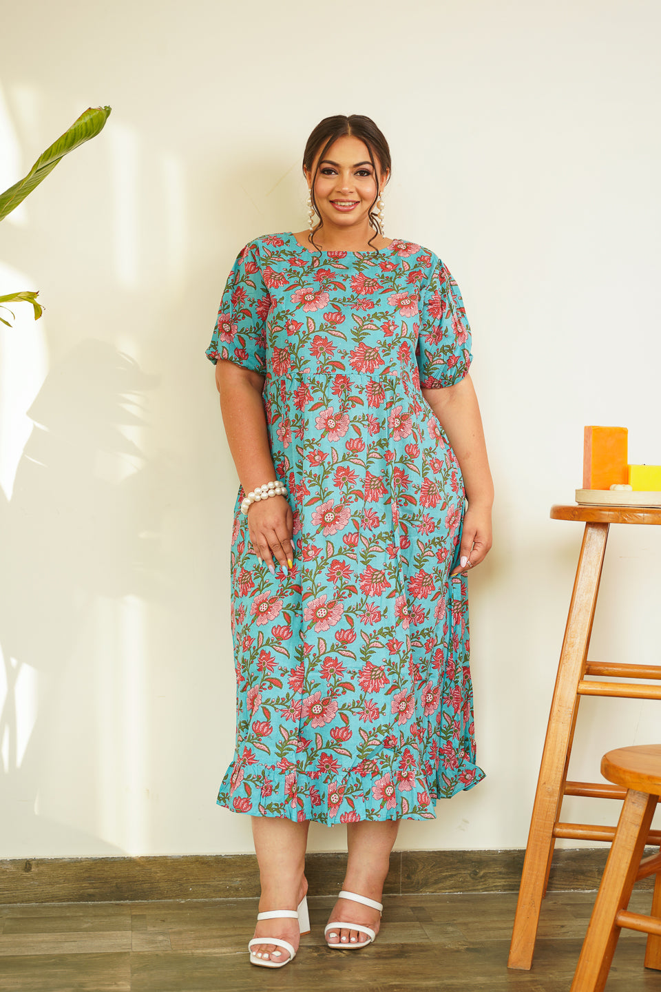 Blue Floral Cotton Maxi