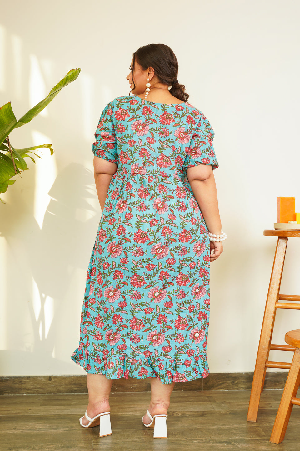 Blue Floral Cotton Maxi