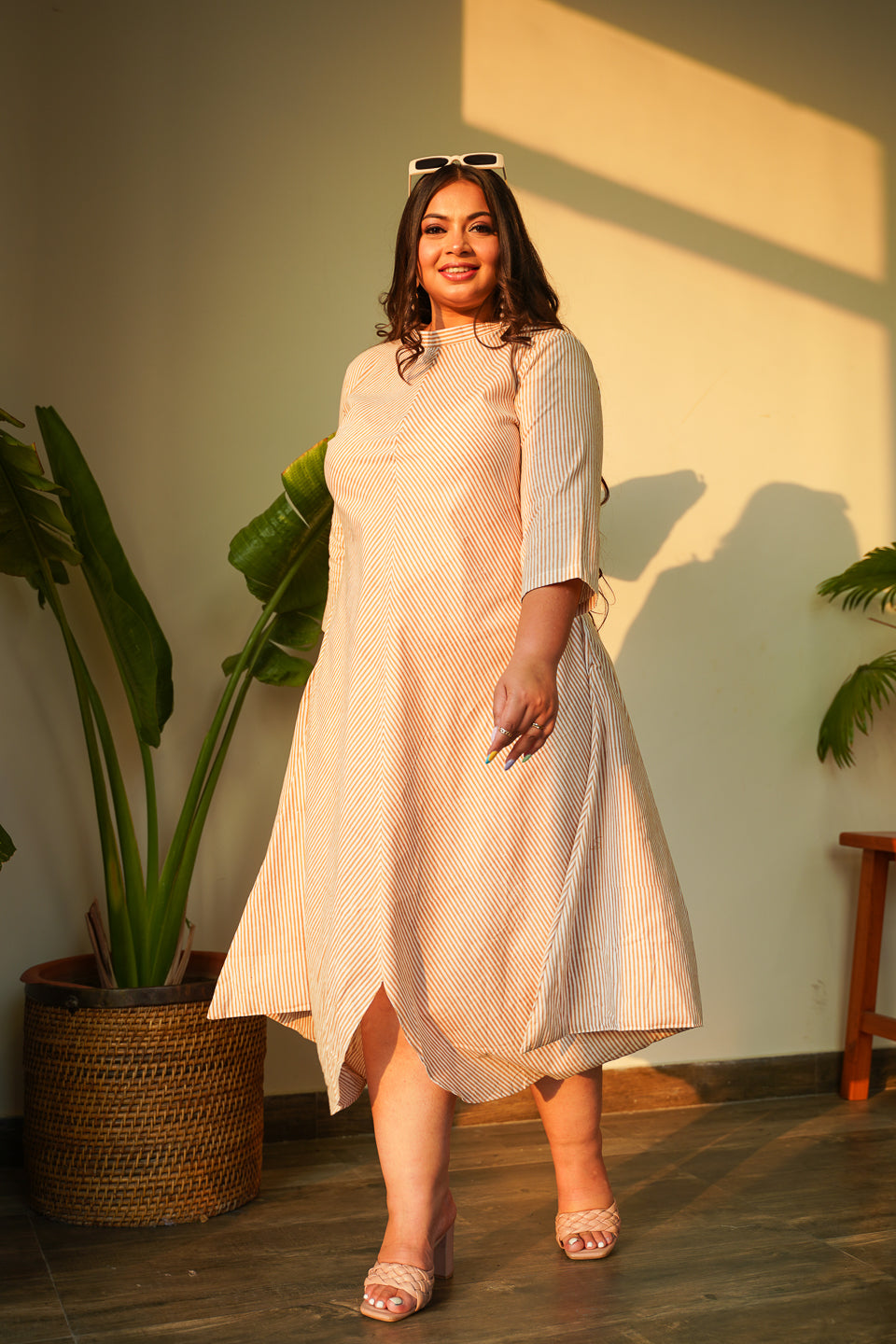 Striped Cowled Dress