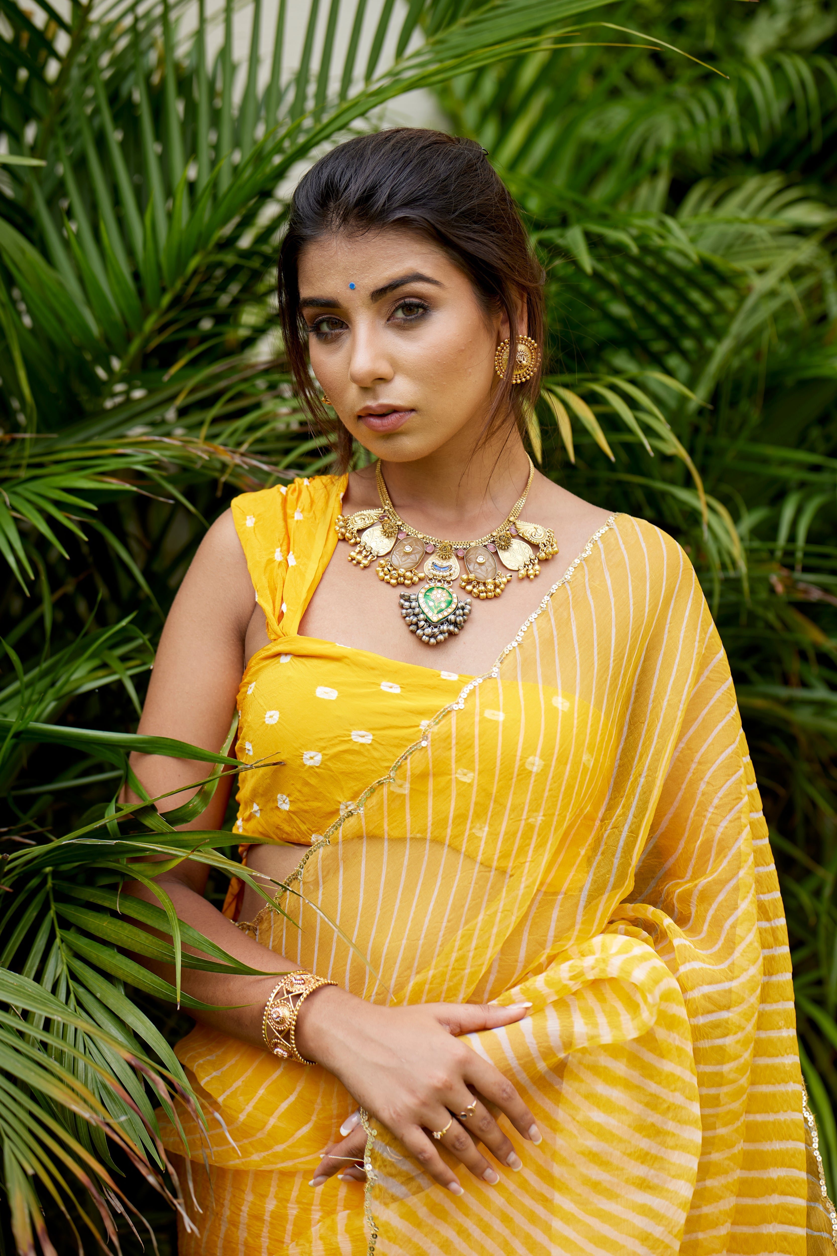 Sunshine Organza Leheriya Saree