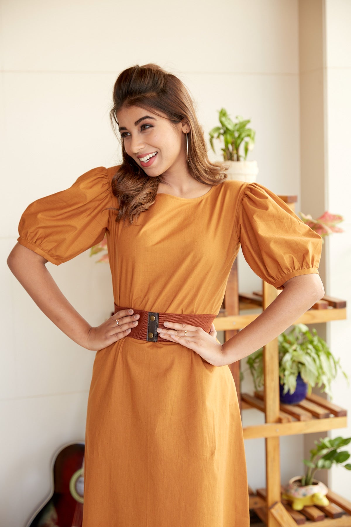 Mustard Linen Office Wear