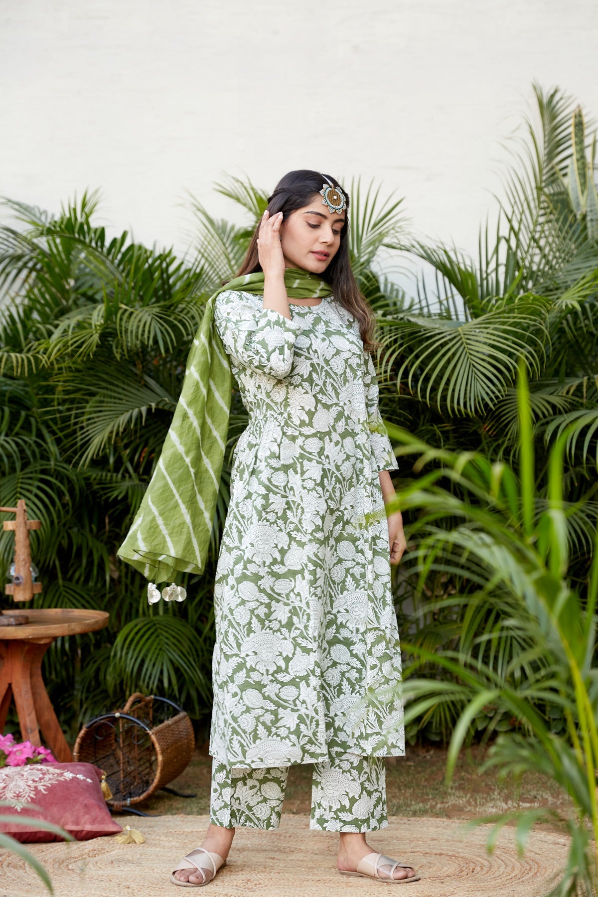 Green Floral Print Co-ord Set | NR