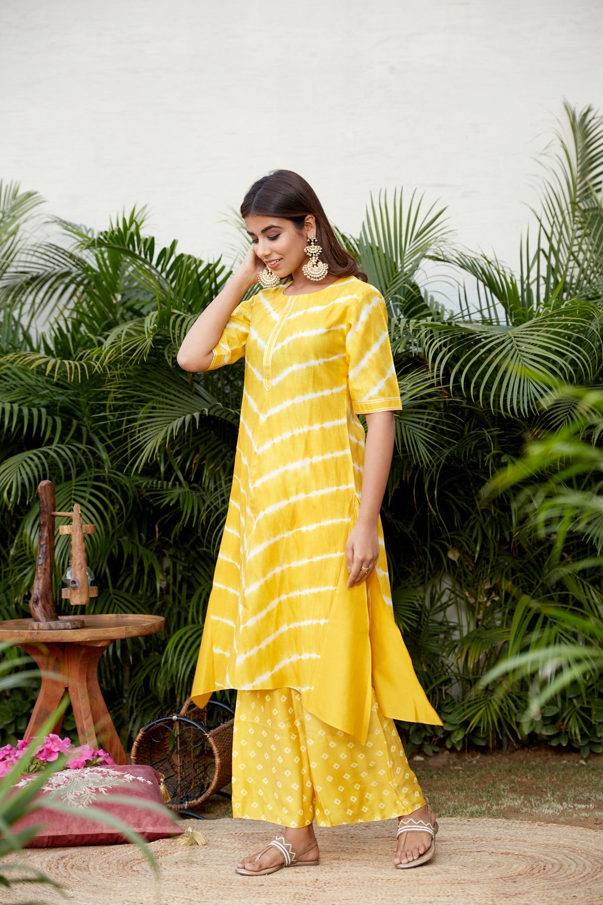 Yellow Leheriya Kurta Set | NR