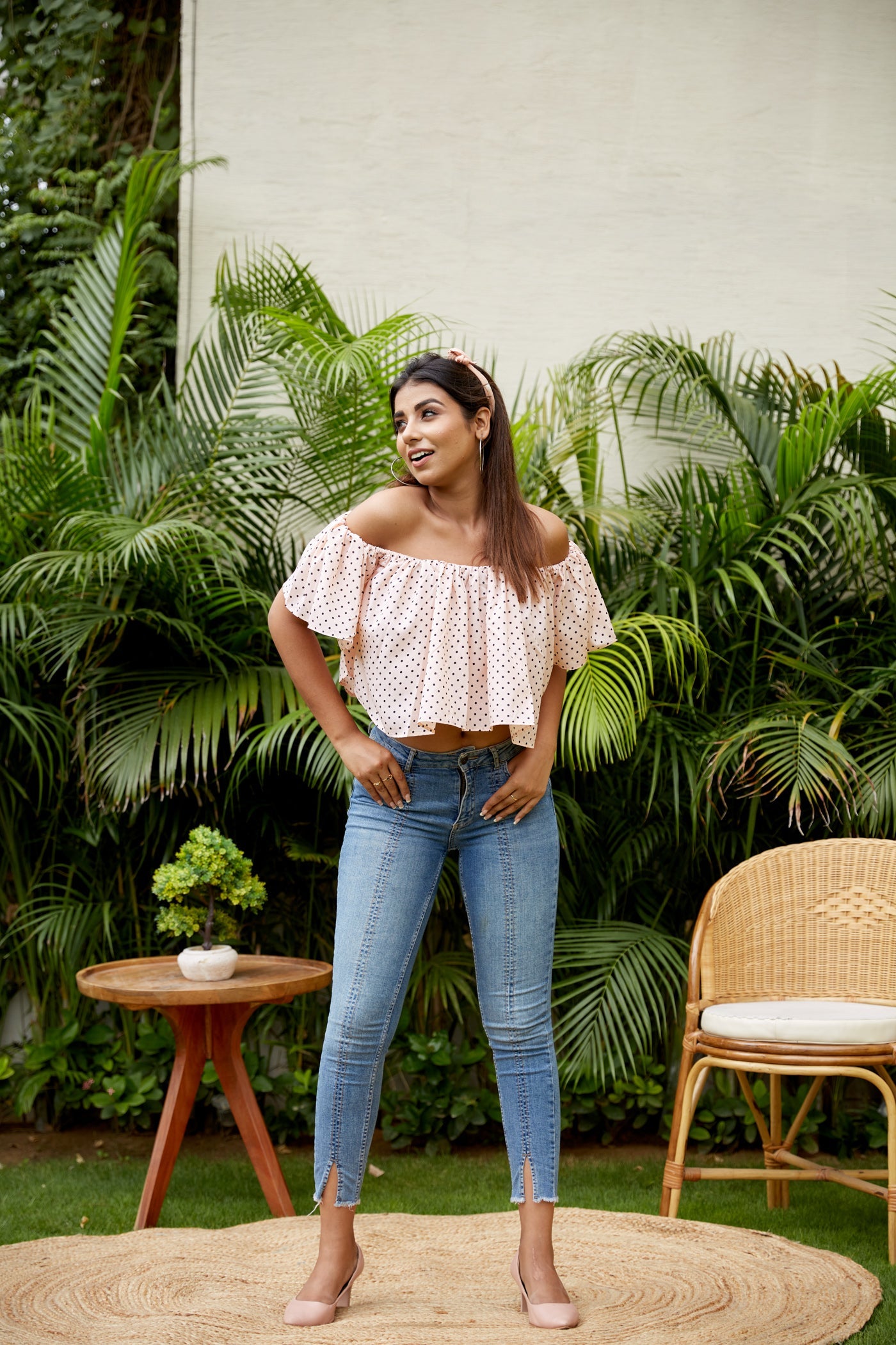 Peachy Bardot Off Shoulder Crop
