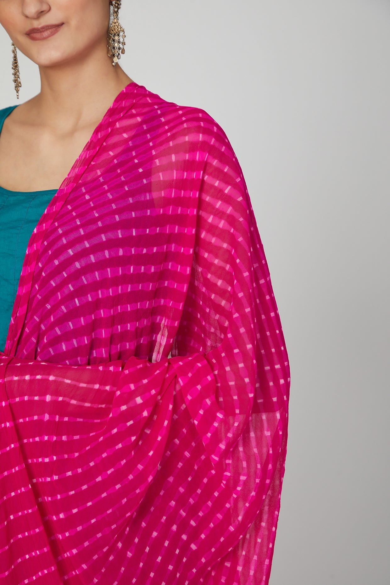 Pink Leheriya Georgette Dupatta