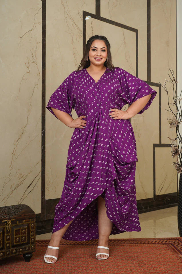 bandhani printed Cowl Diwali outfit for women