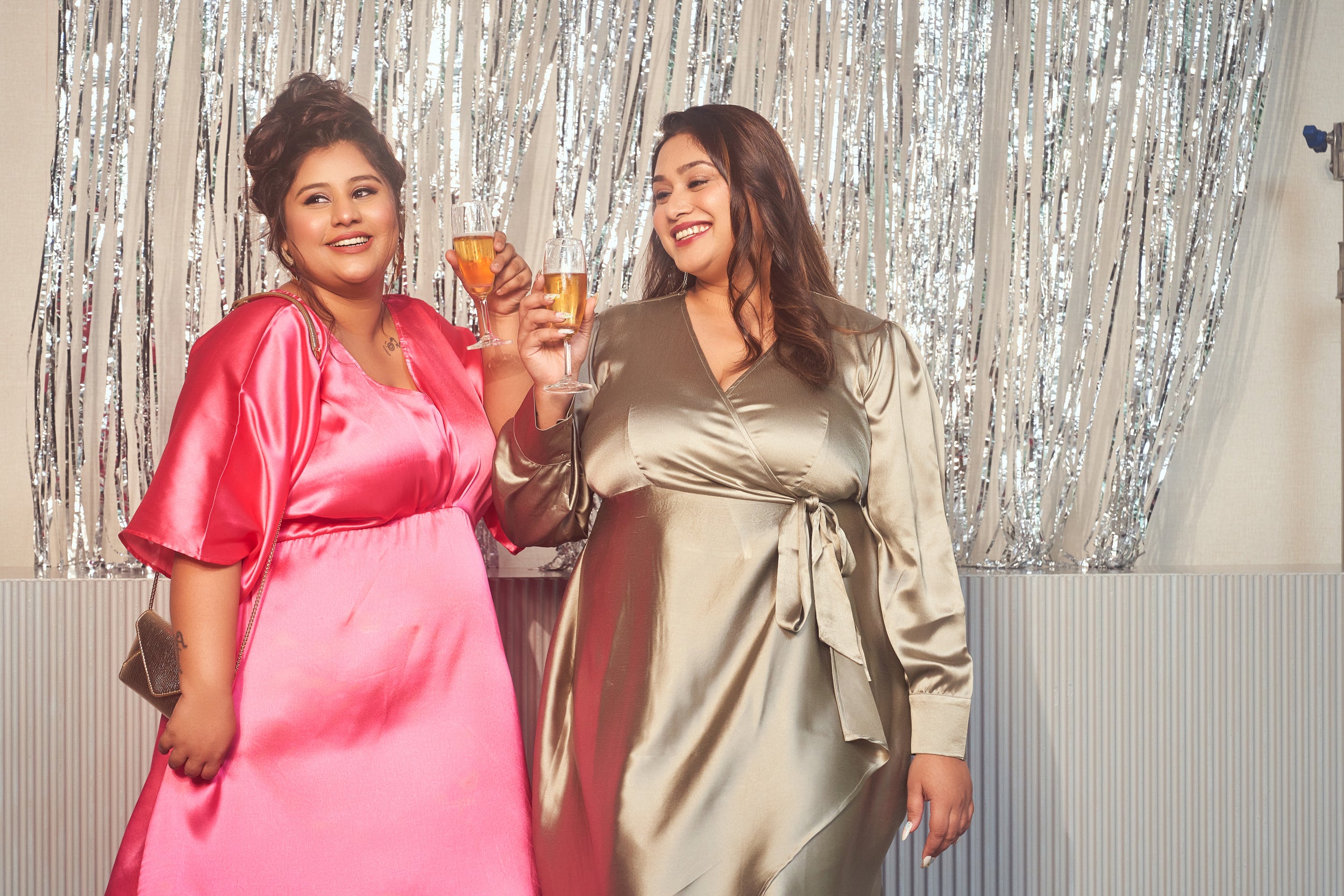 PINK SATIN KIMONO SLEEVE DRESS