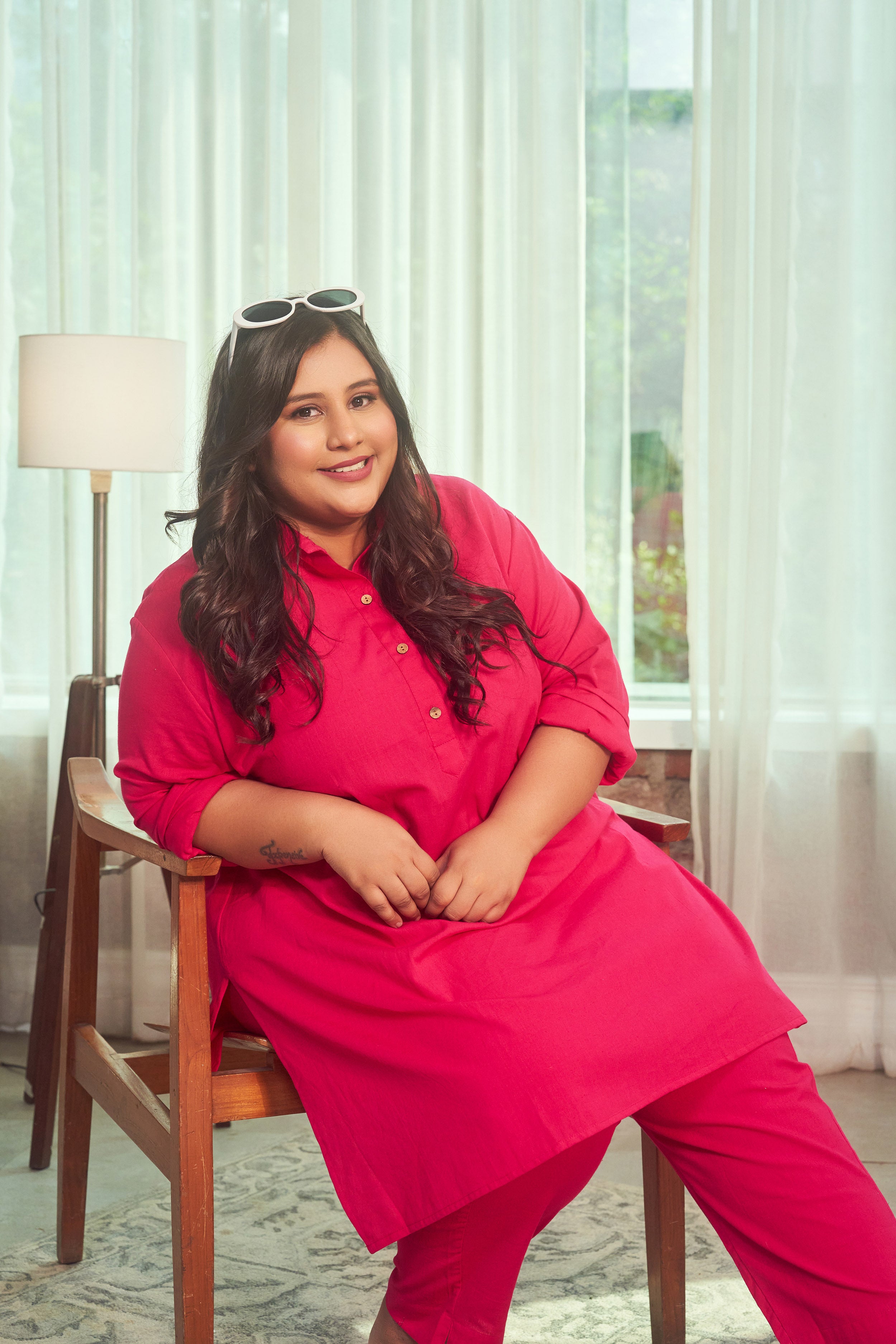 Hot Pink Collared Linen Co-ord Set