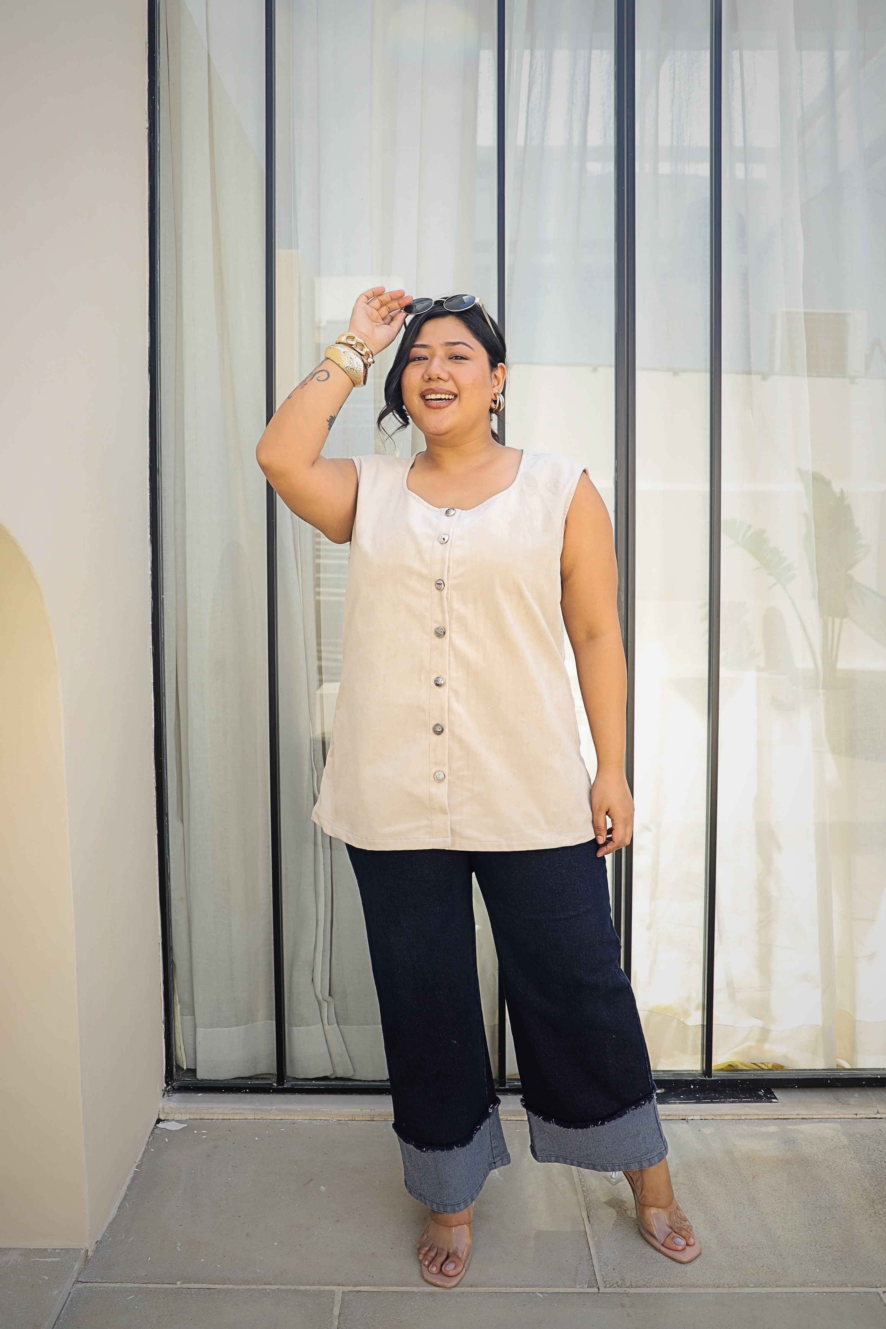 Luxe Suede Velvet Sleeveless Buttoned Waistcoat