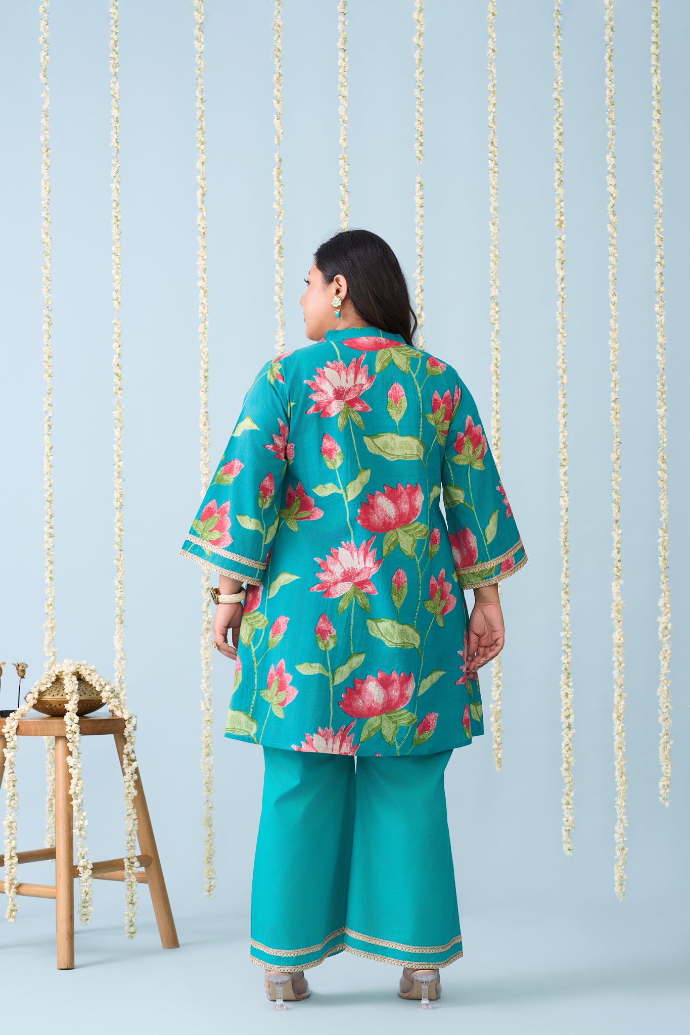 Rama Green Festive Co-ord Set With Bright Floral Print