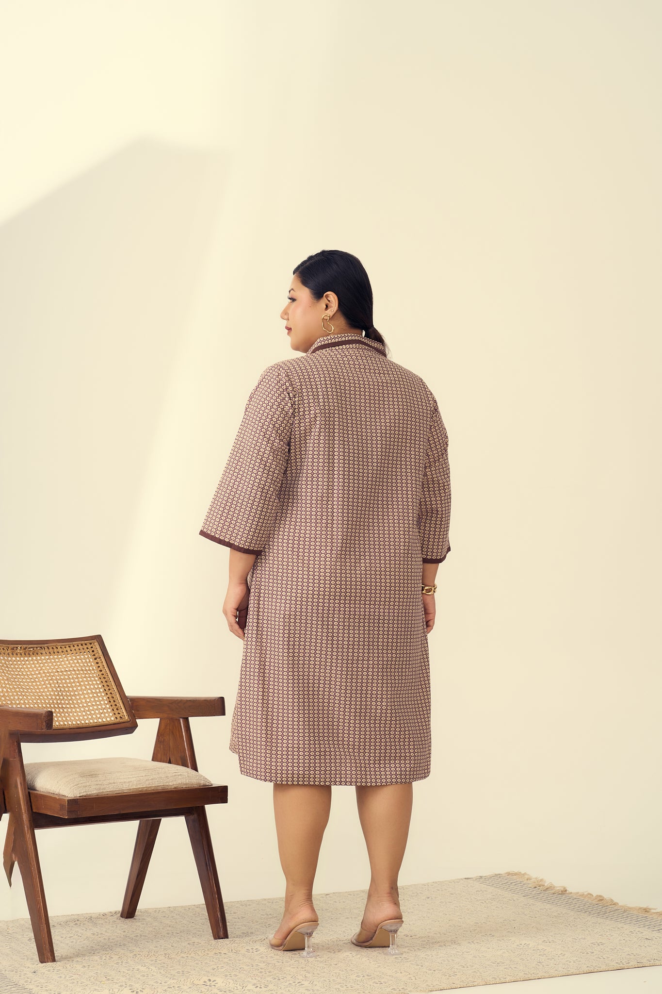 Collared Jacket Cotton Dress