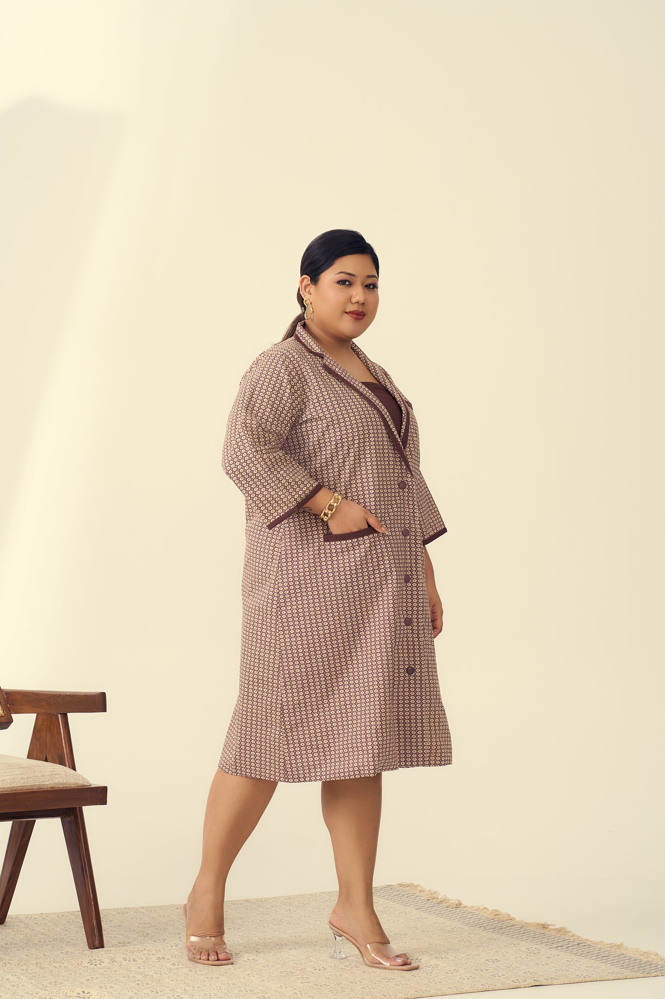 Collared Jacket Cotton Dress