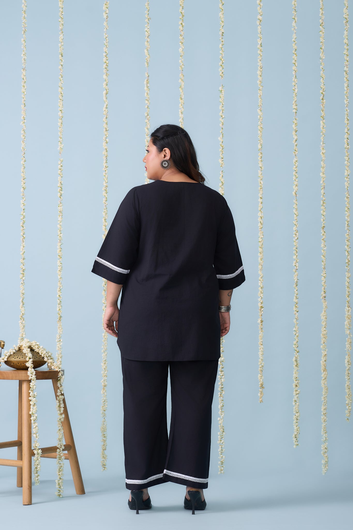 Black Co-ord Set With Intricate Neck Embroidery