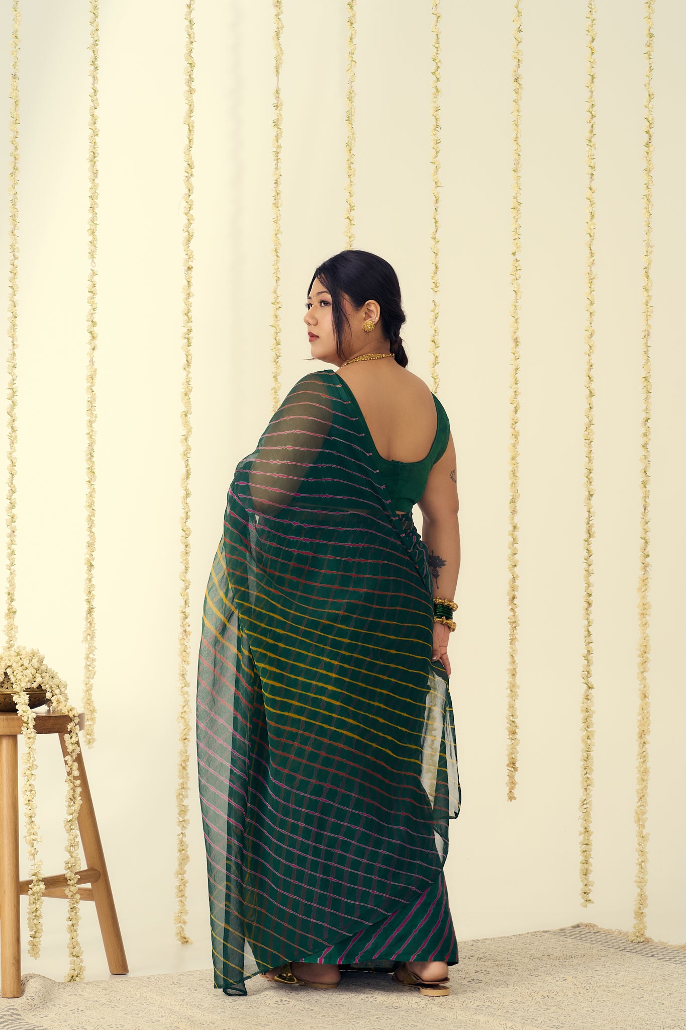 Elegant Green Leheriya Saree