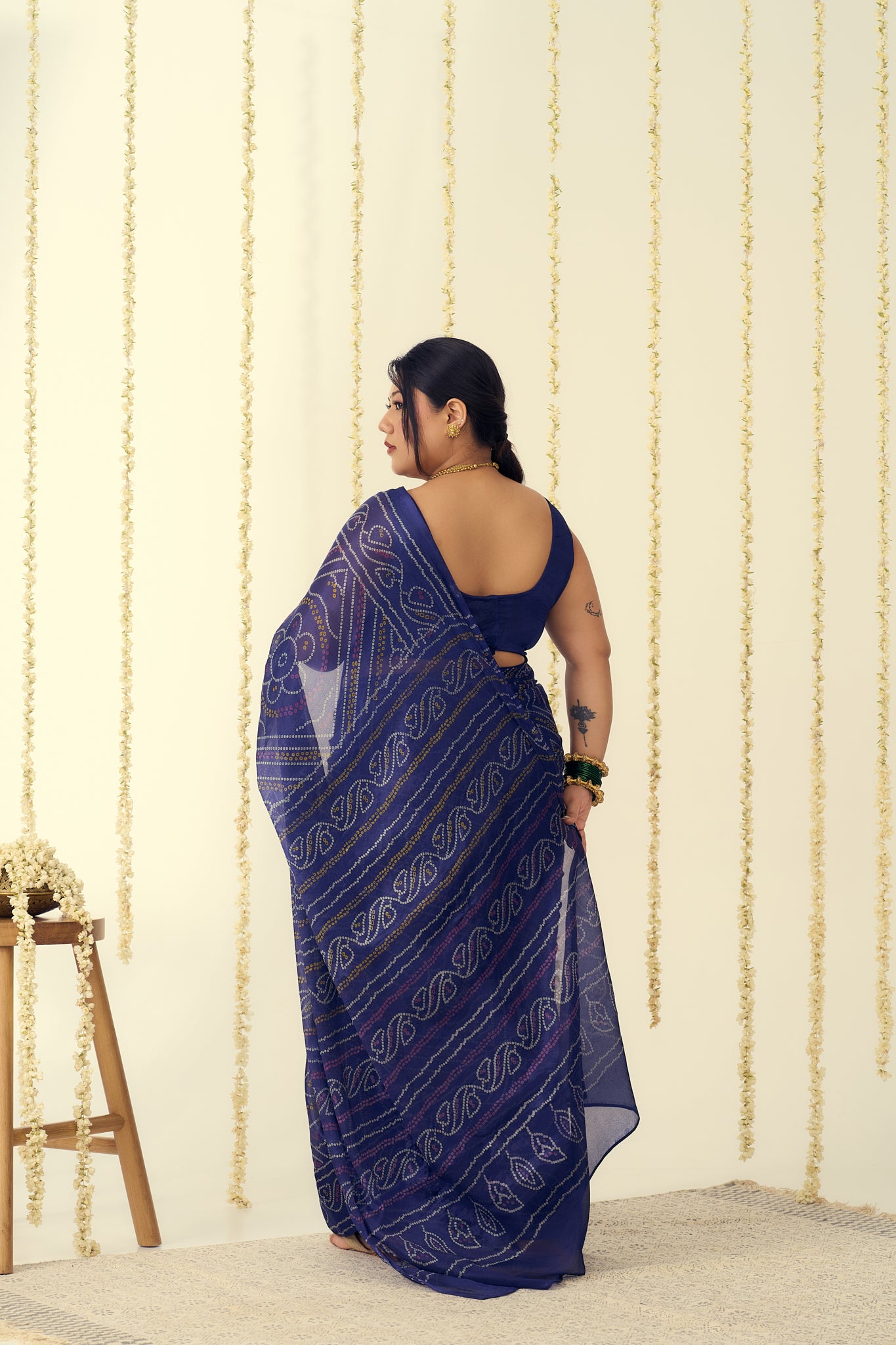 Royal Blue Bandhani Saree