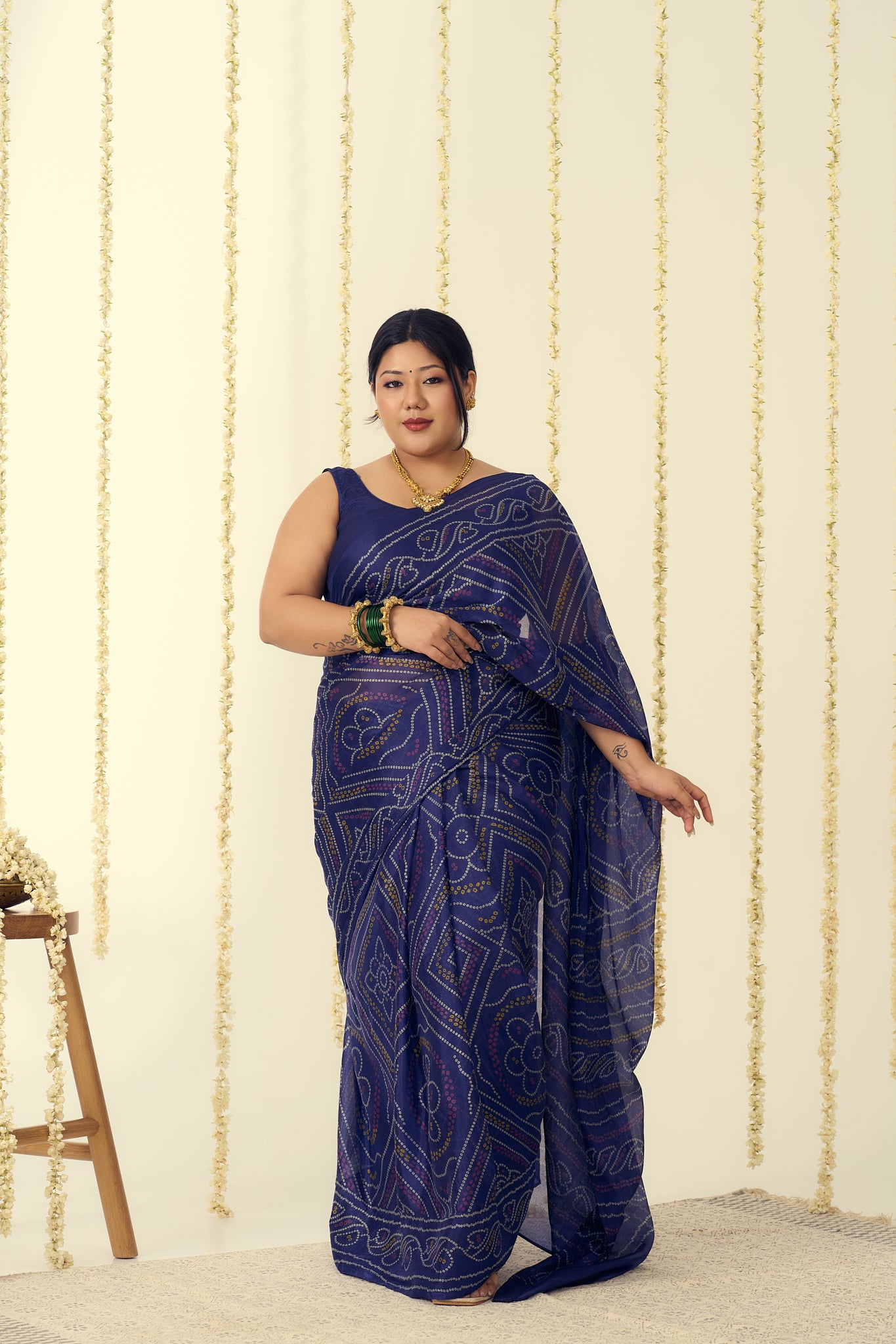 Royal Blue Bandhani Saree