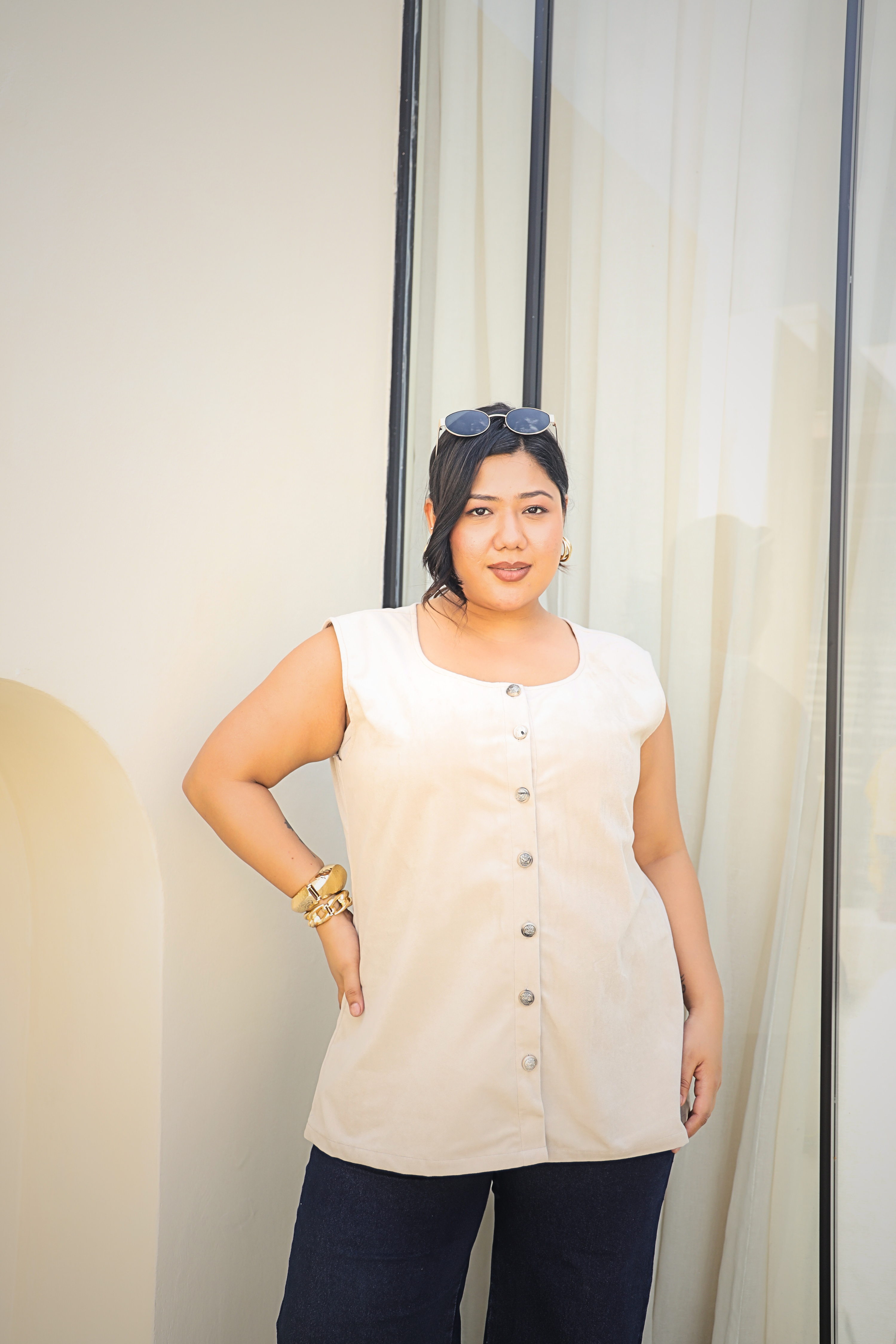 Luxe Suede Velvet Sleeveless Buttoned Waistcoat