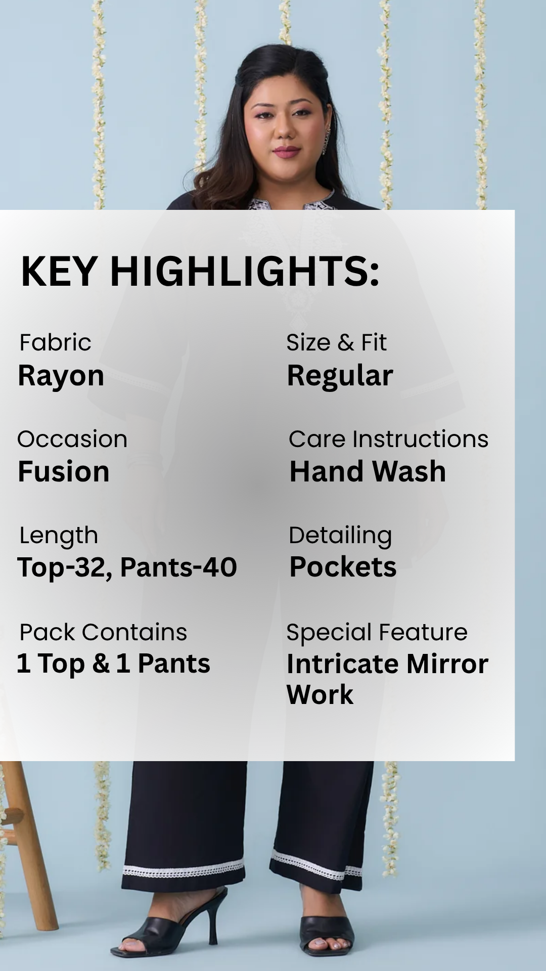 Black Co-ord Set With Intricate Neck Embroidery