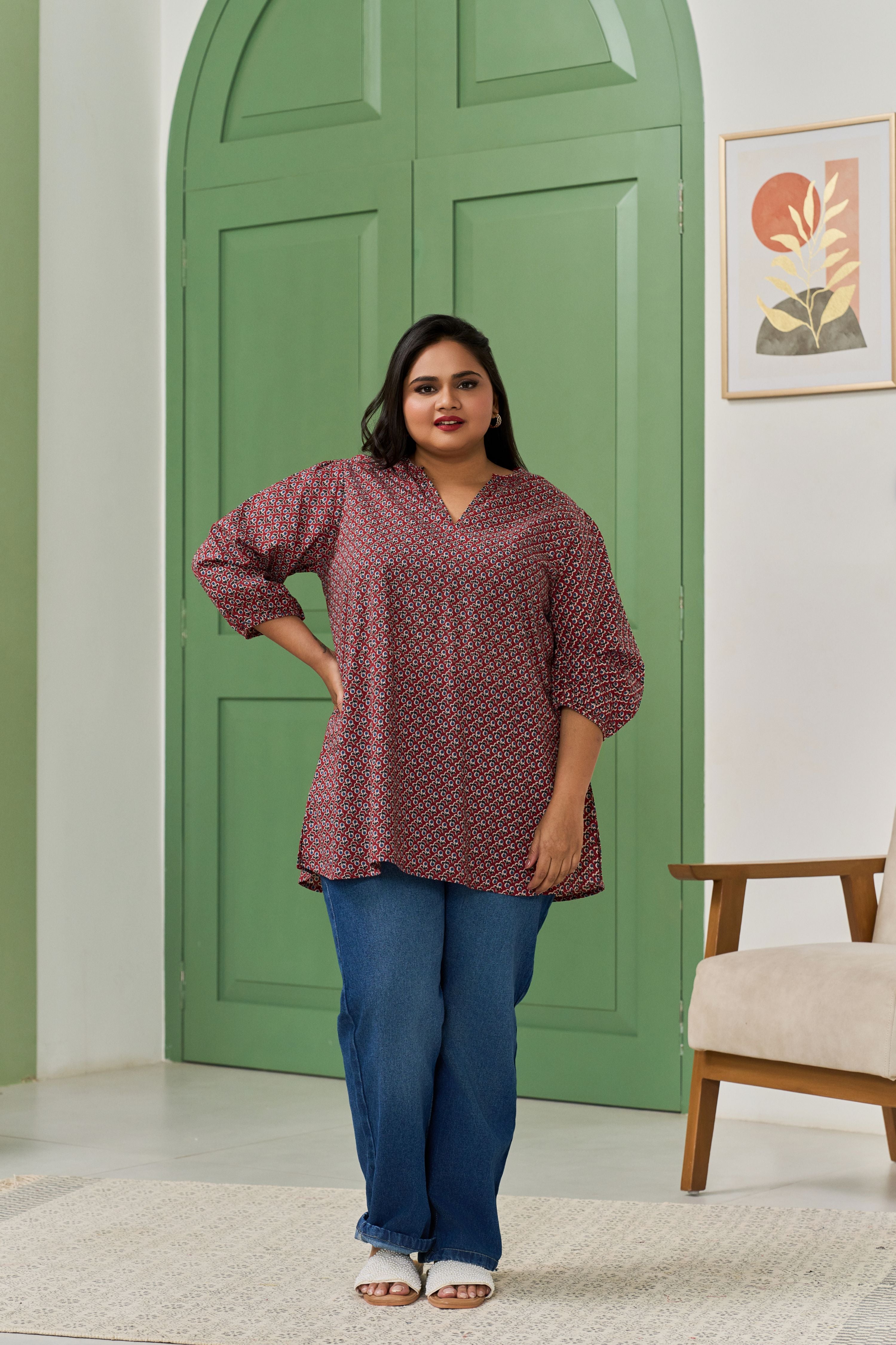 Traditional Booti Print Top with Modern Charm