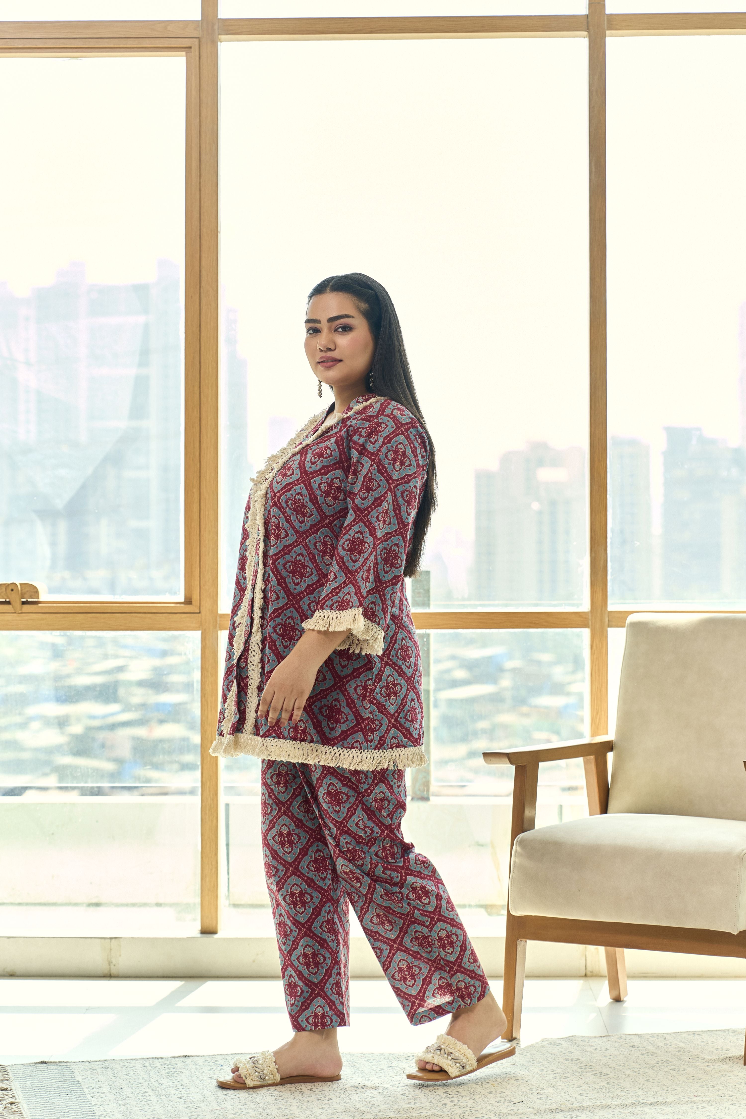 Boho Fringe Lace Cotton Co-ord Set