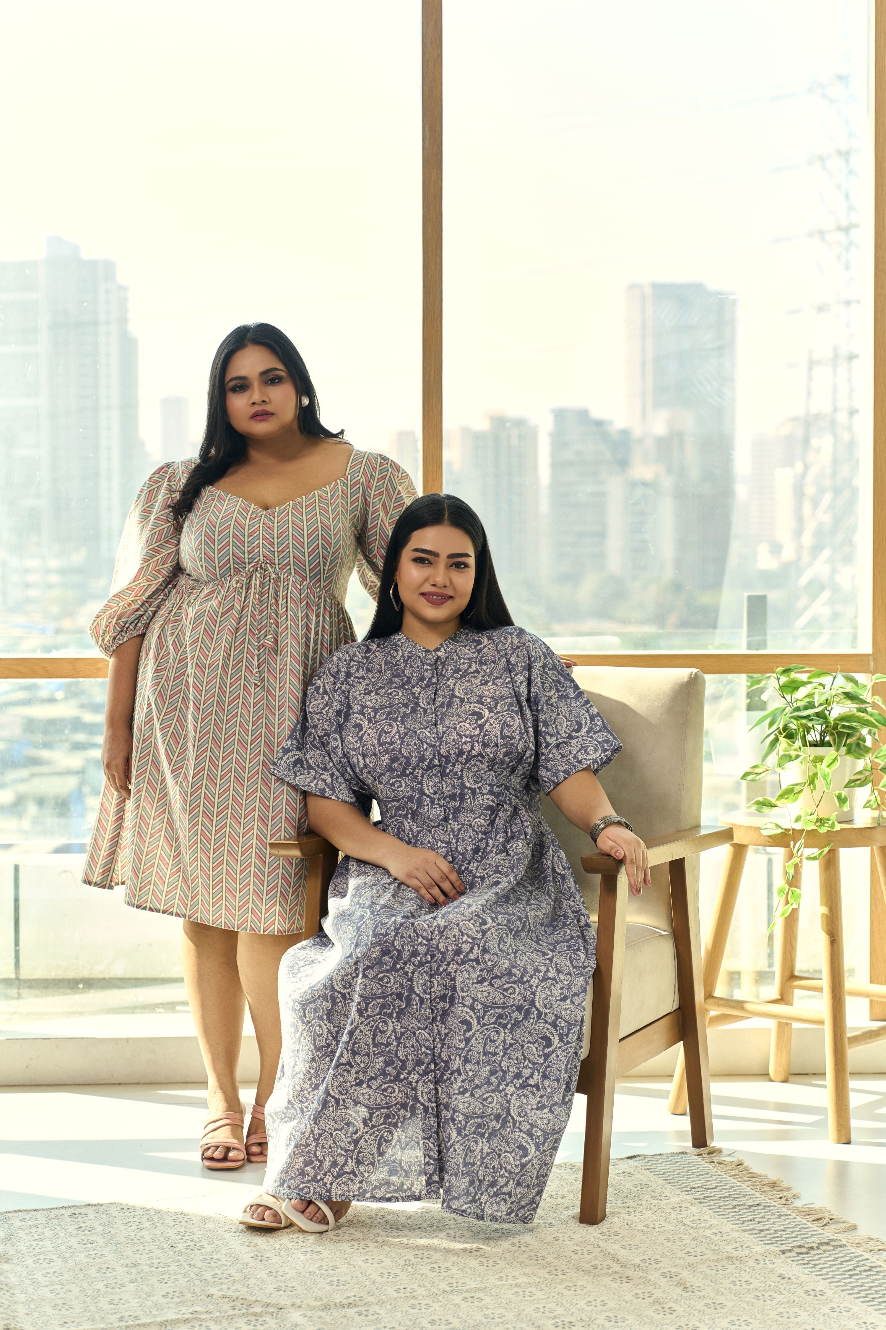 Summer Chic Pleated Screen Print  Cotton Maxi Dress