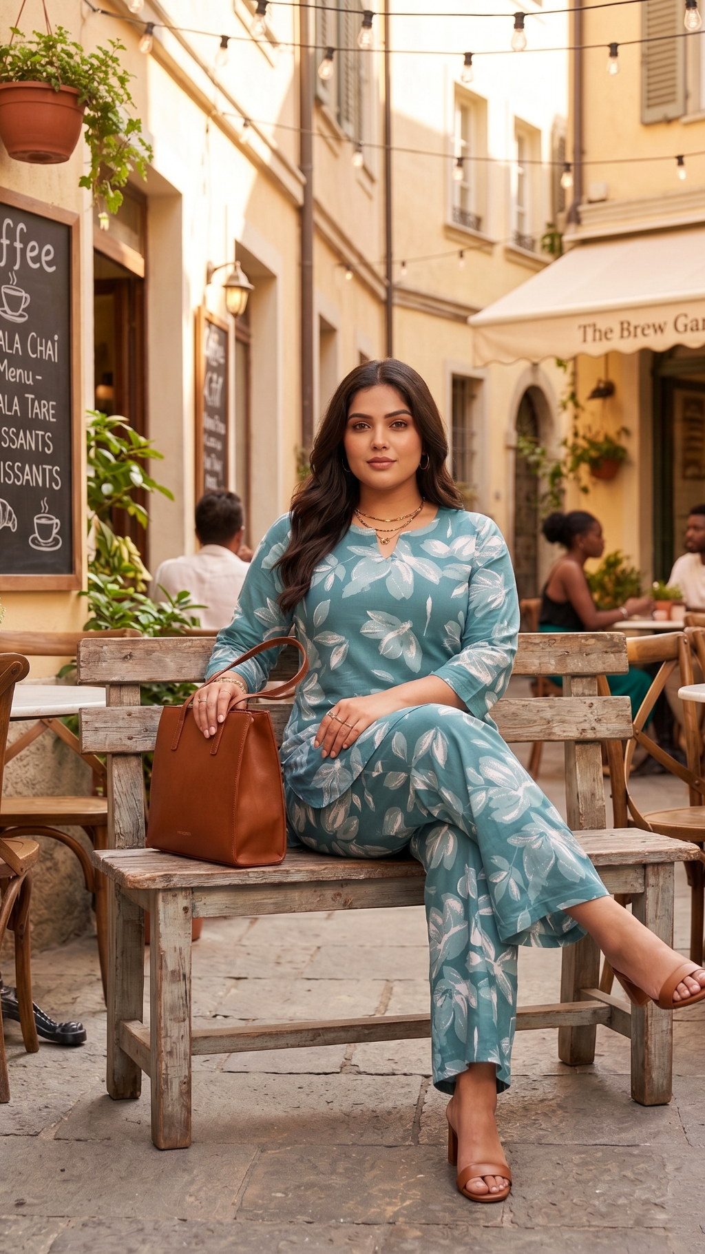 Plus Size Cotton Printed Cord Set – Floral Print Co-ord Set (Green)