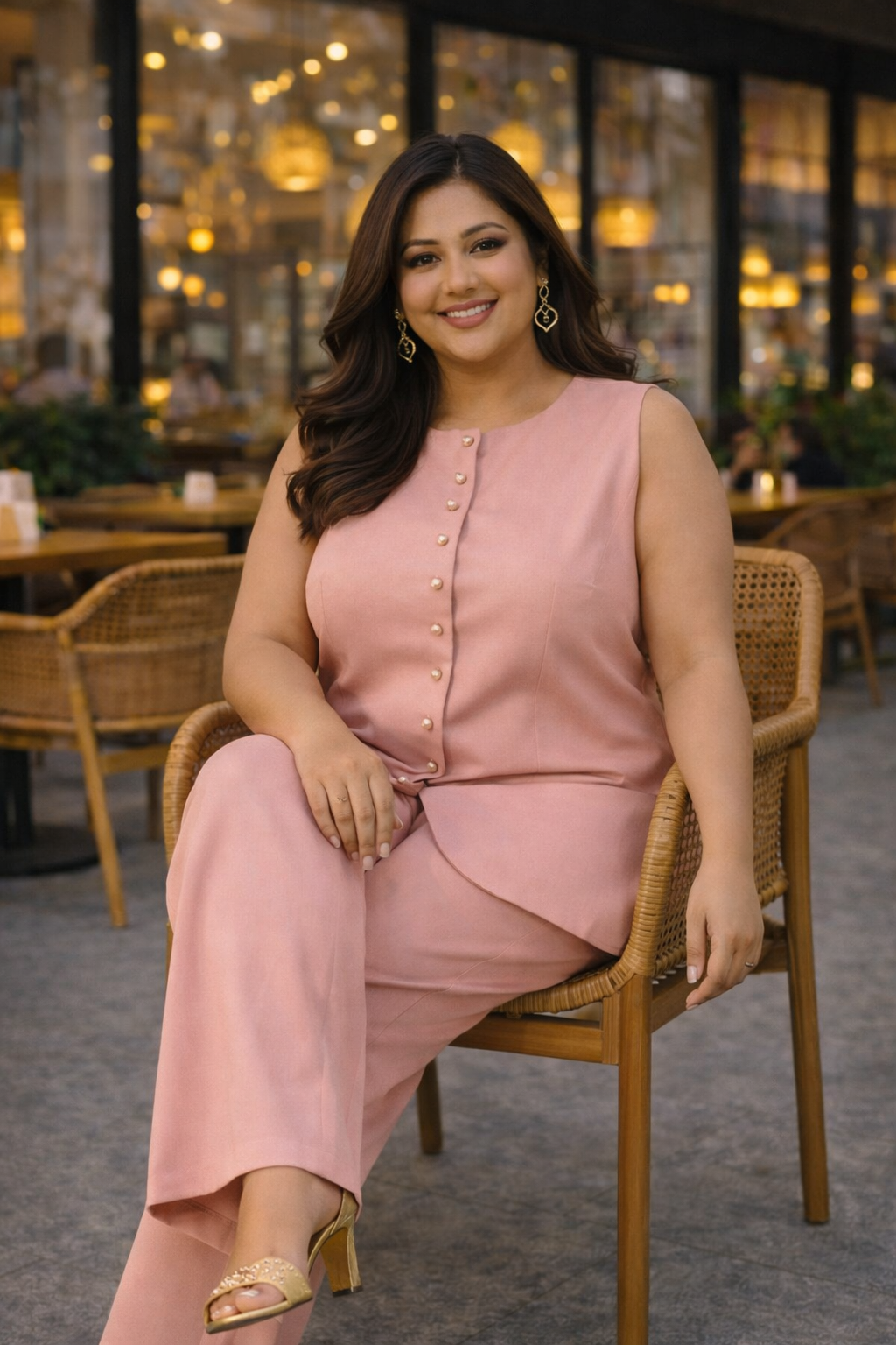 Blush Pink Modal Satin Co-ord Set