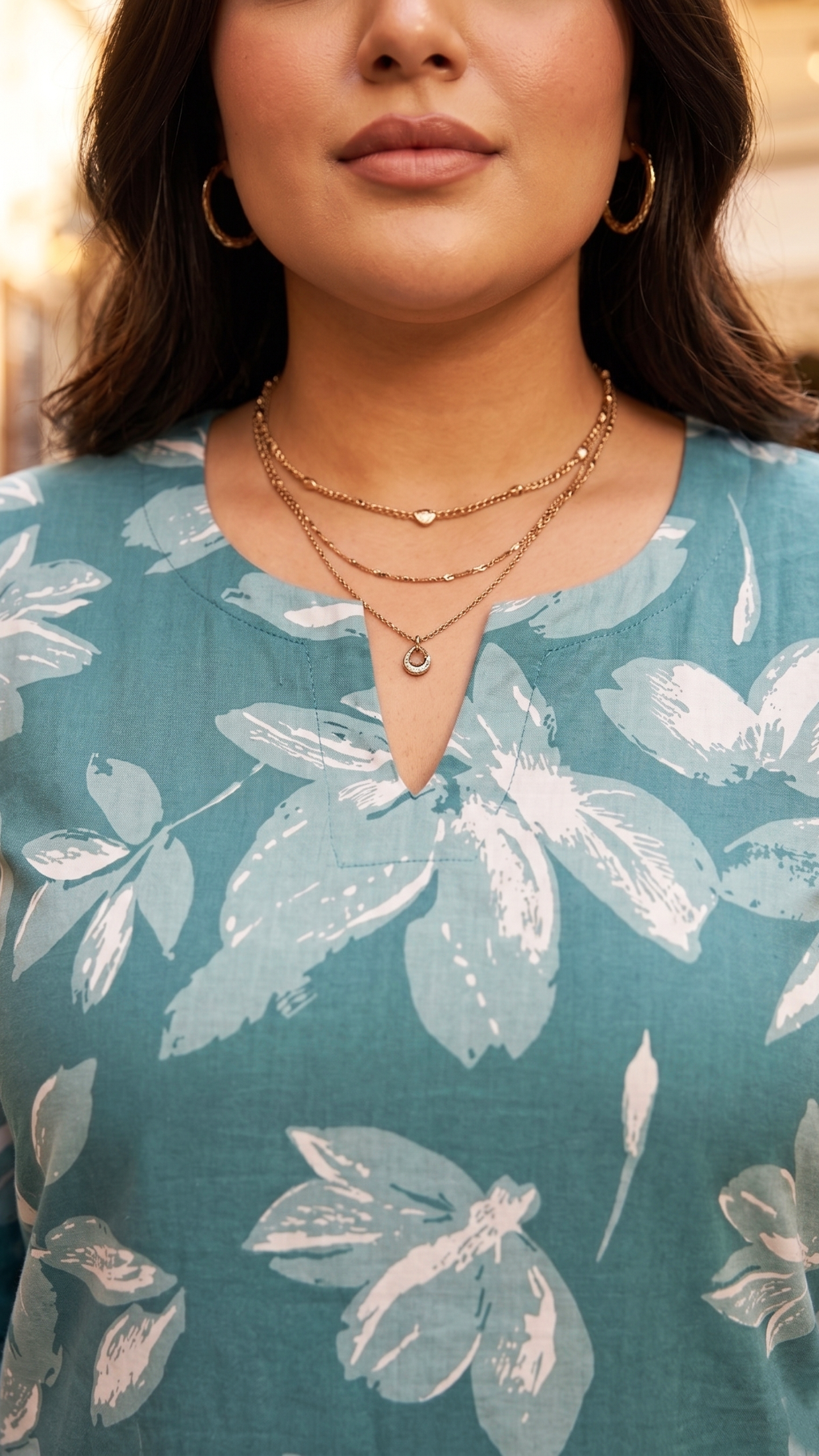 Plus Size Cotton Printed Cord Set – Floral Print Co-ord Set (Green)