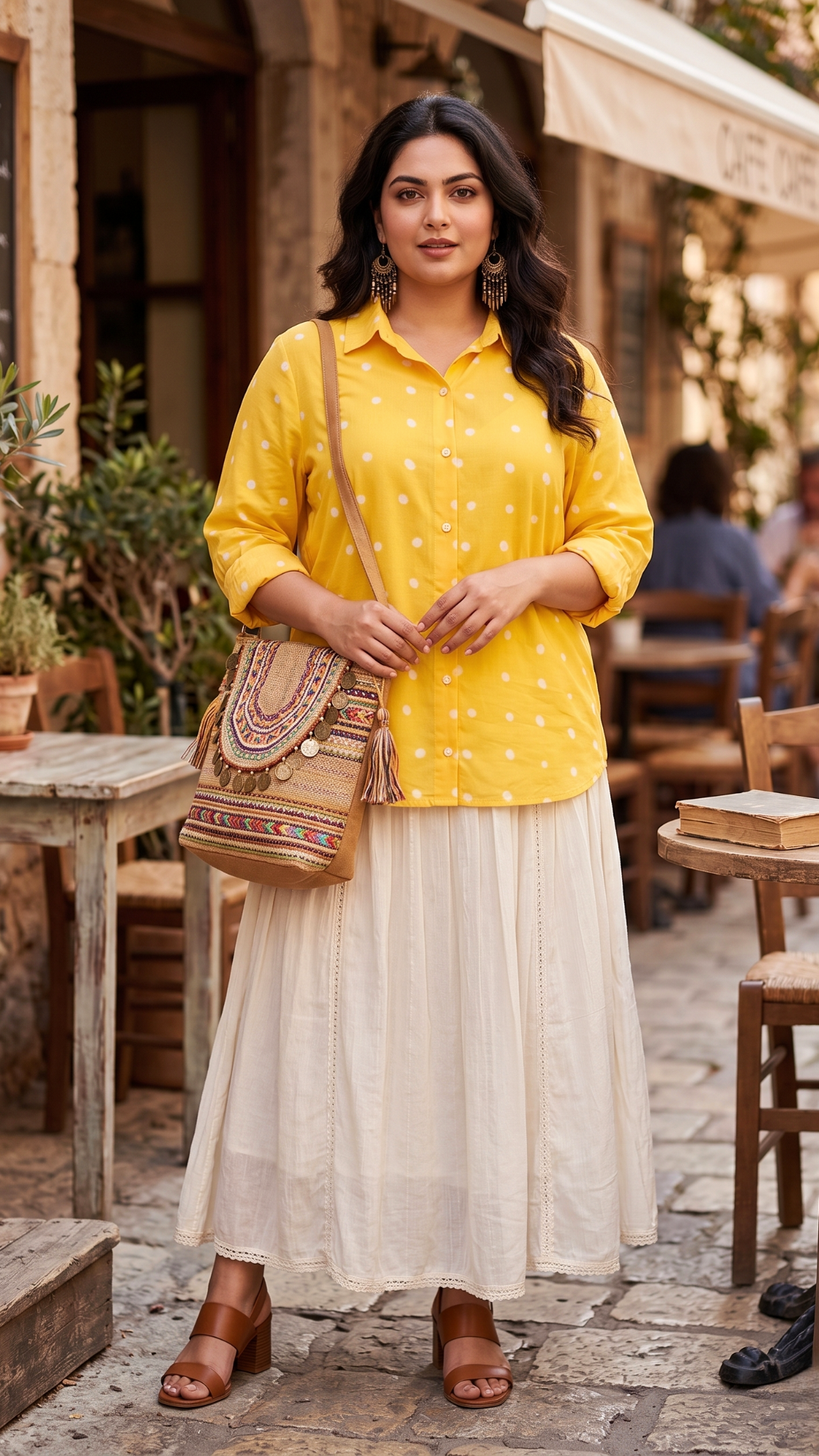 Plus Size Yellow Bandhani Print Cotton Shirt – Casual Shirt for Women