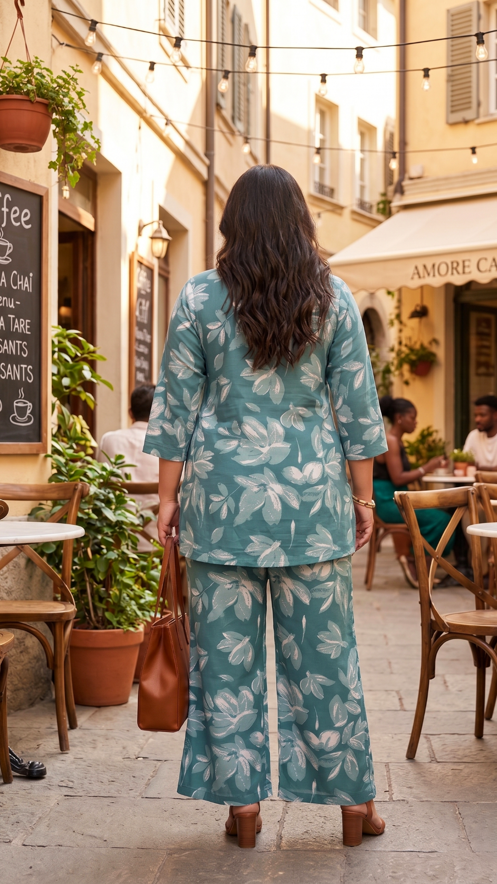 Plus Size Cotton Printed Cord Set – Floral Print Co-ord Set (Green)