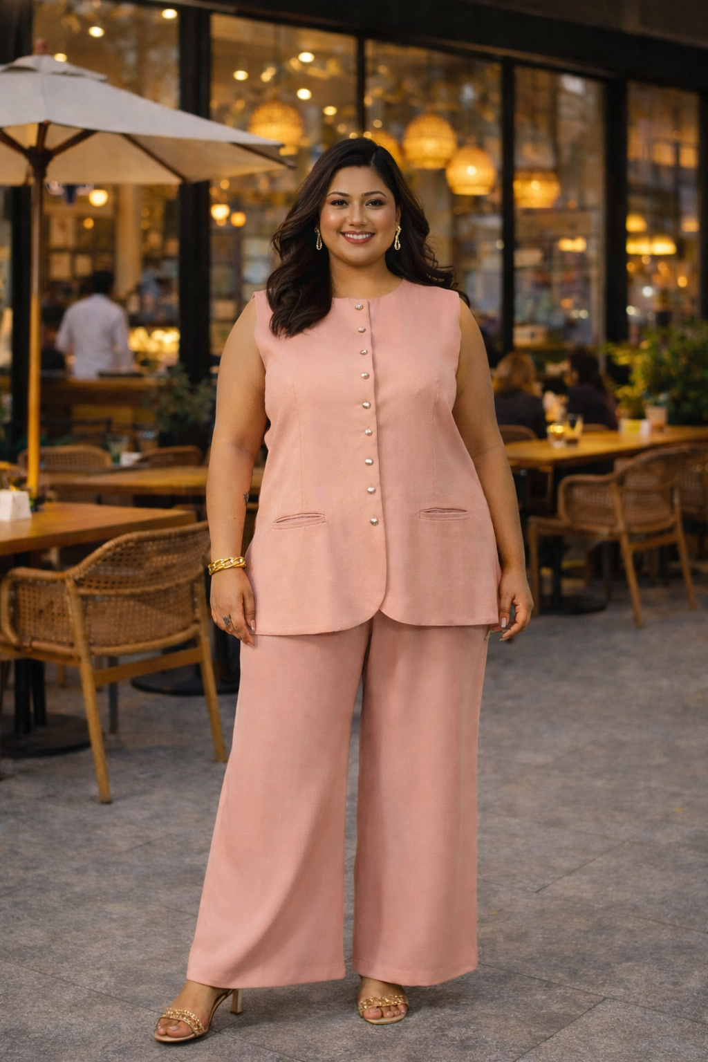 Blush Pink Satin Co-ord Set