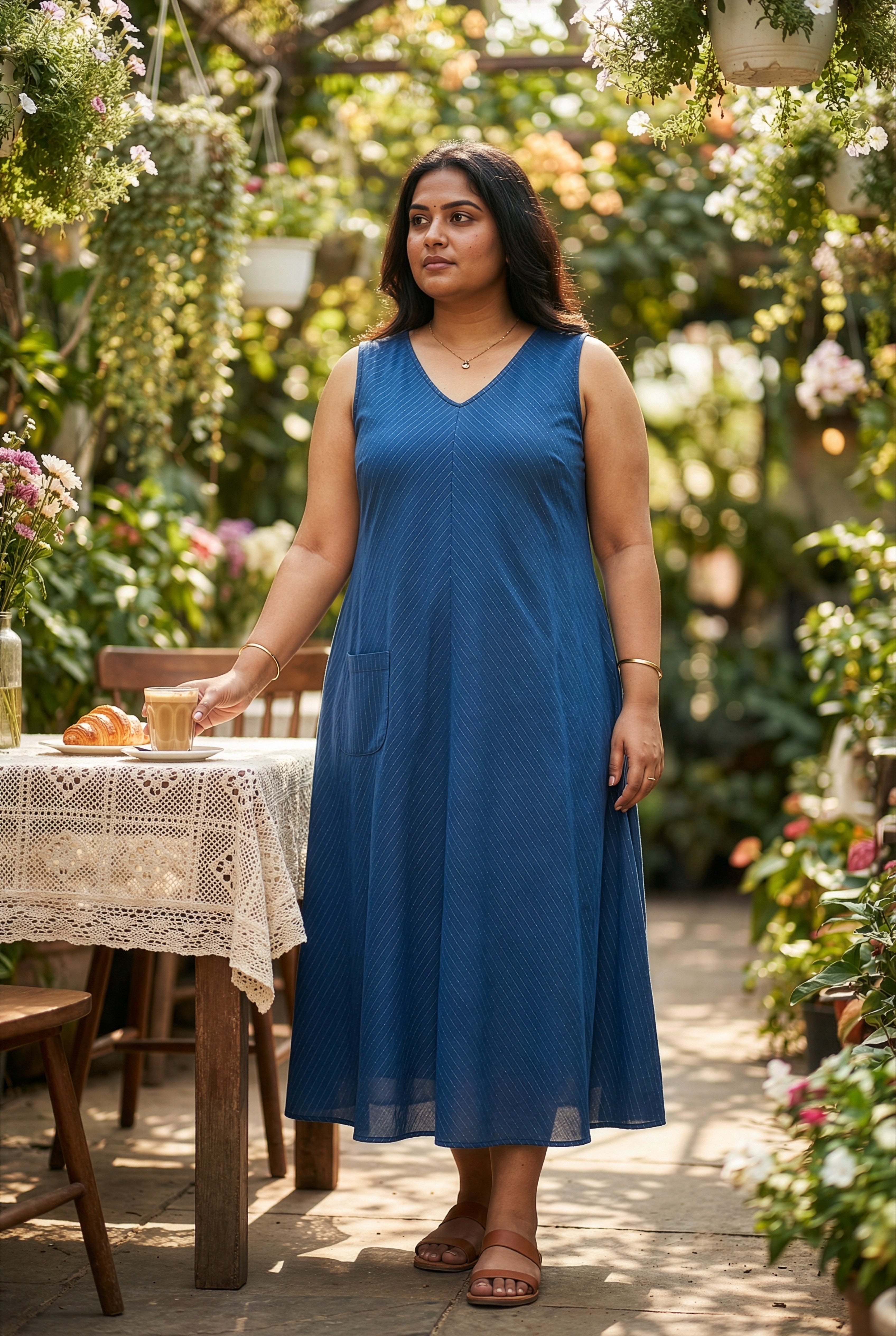 Cobalt Blue V-Neck Maxi Dress