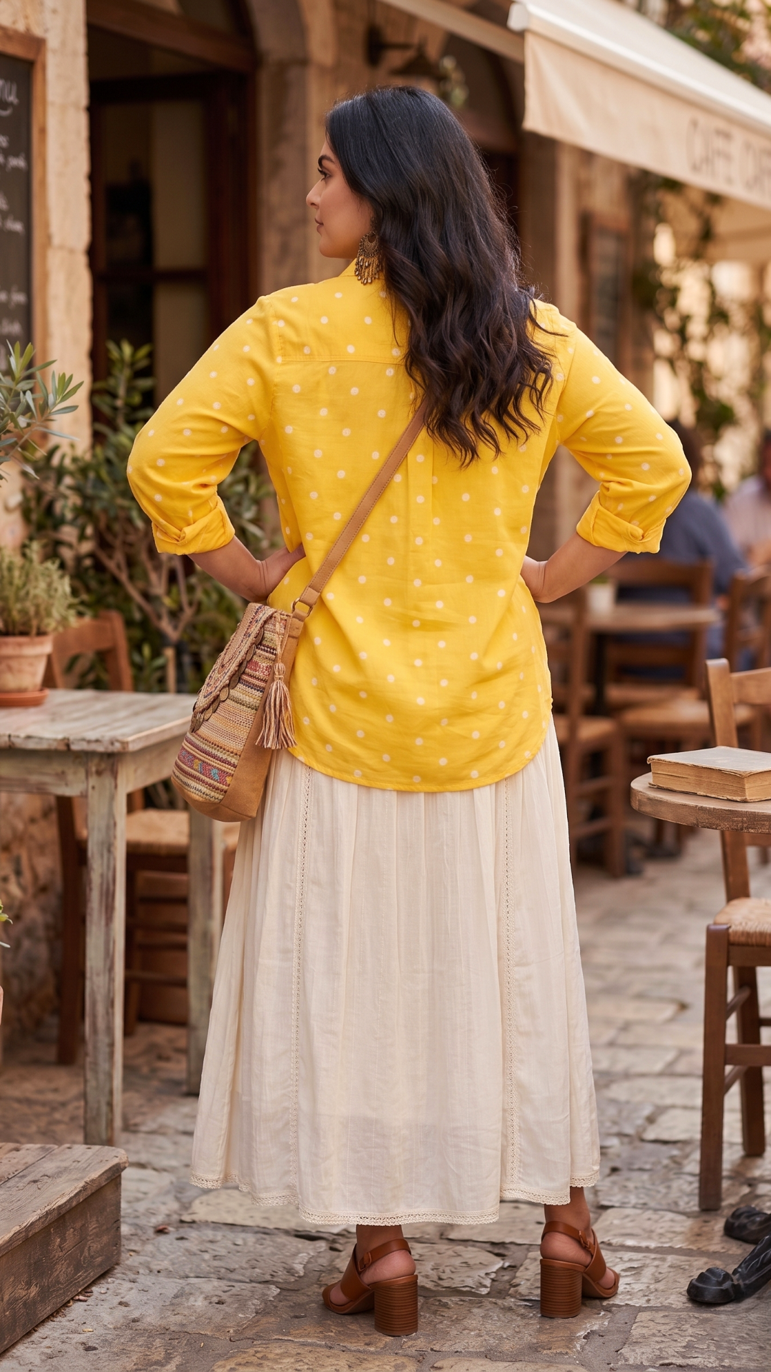 Plus Size Yellow Bandhani Print Cotton Shirt – Casual Shirt for Women