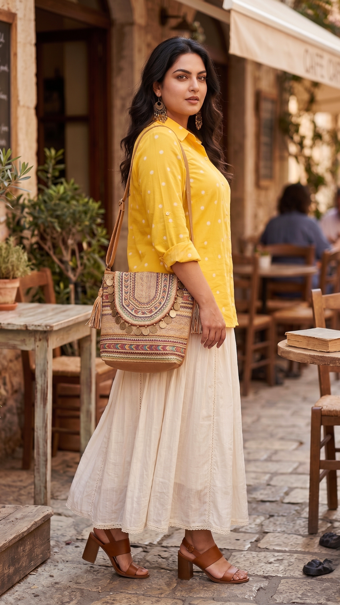 Plus Size Yellow Bandhani Print Cotton Shirt – Casual Shirt for Women