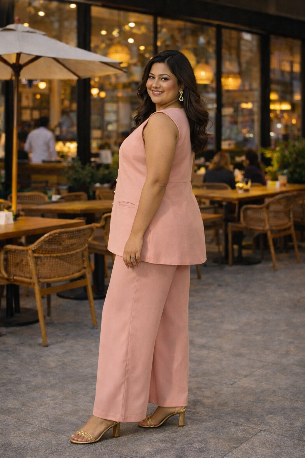 Blush Pink Modal Satin Co-ord Set