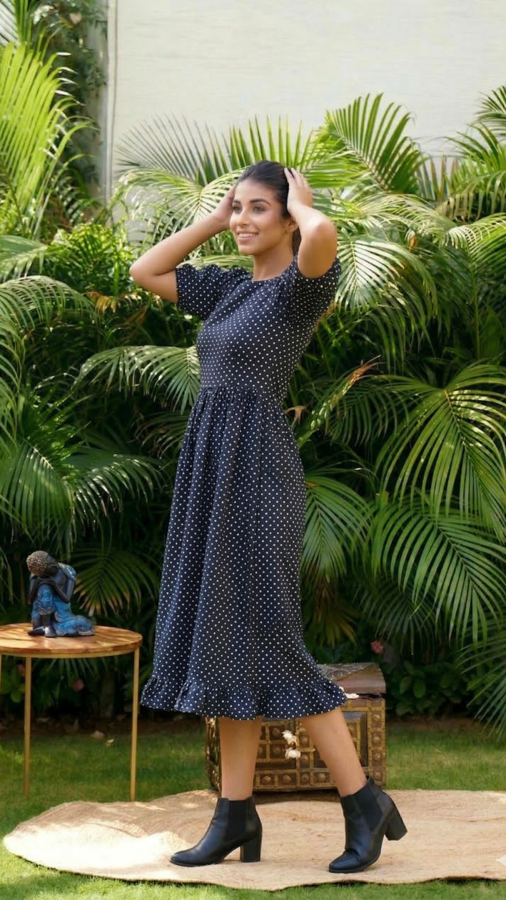 Regular Black Polka Tiered Maxi Dress