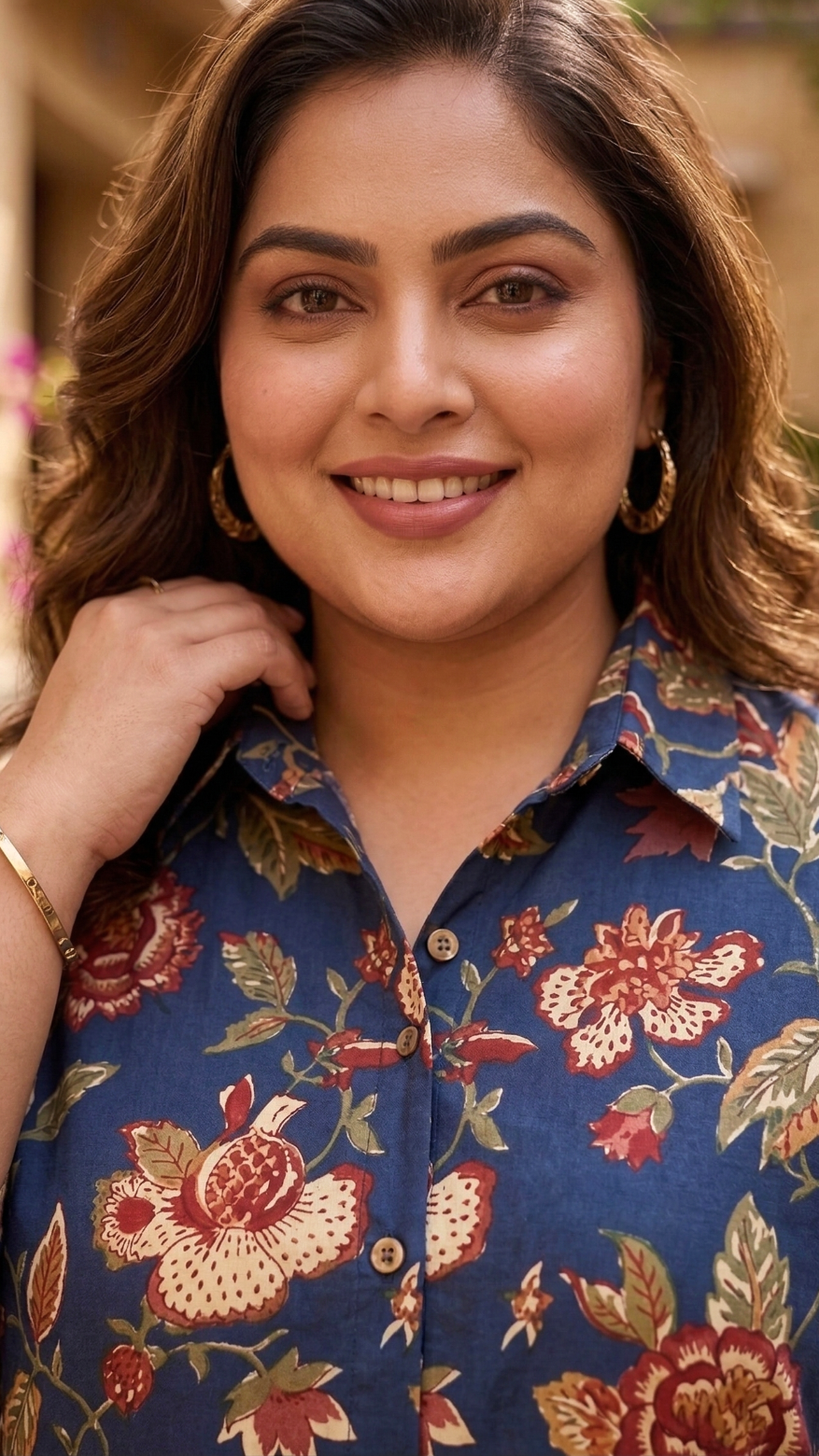 Plus Size Floral Cotton Shirt for Women | Relaxed Fit Casual Top