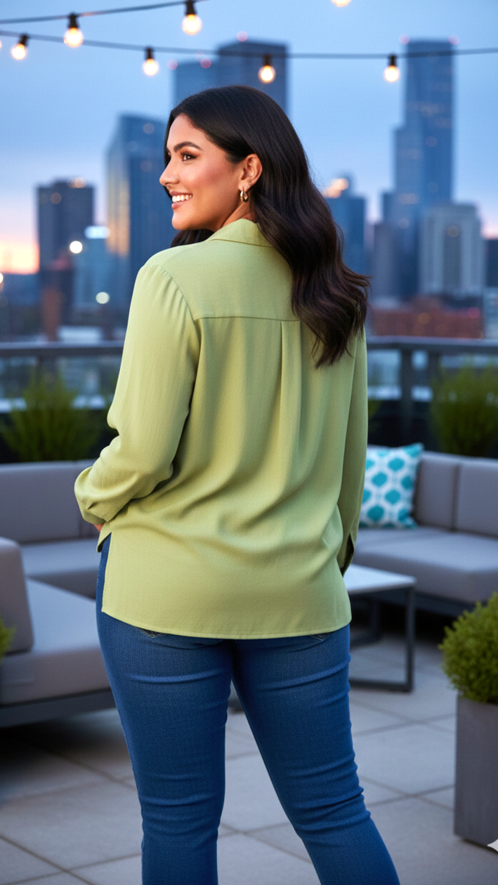 Olive Green Linen Everyday Work Shirt